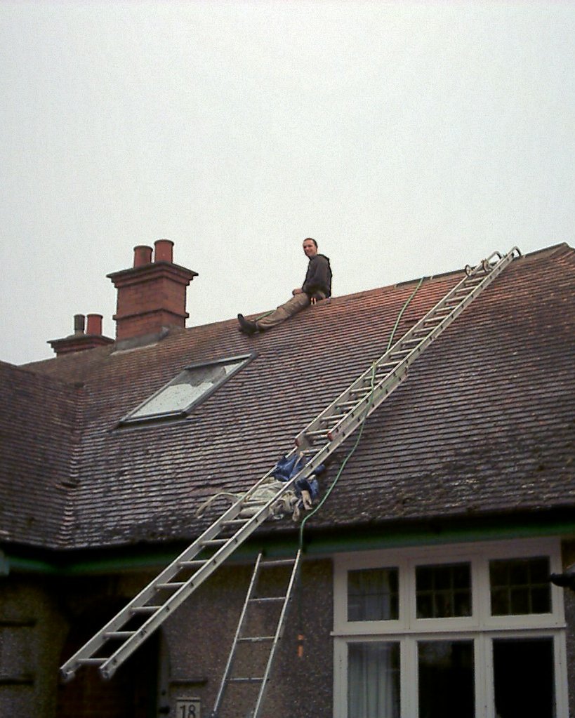 Clearing moss on the roof